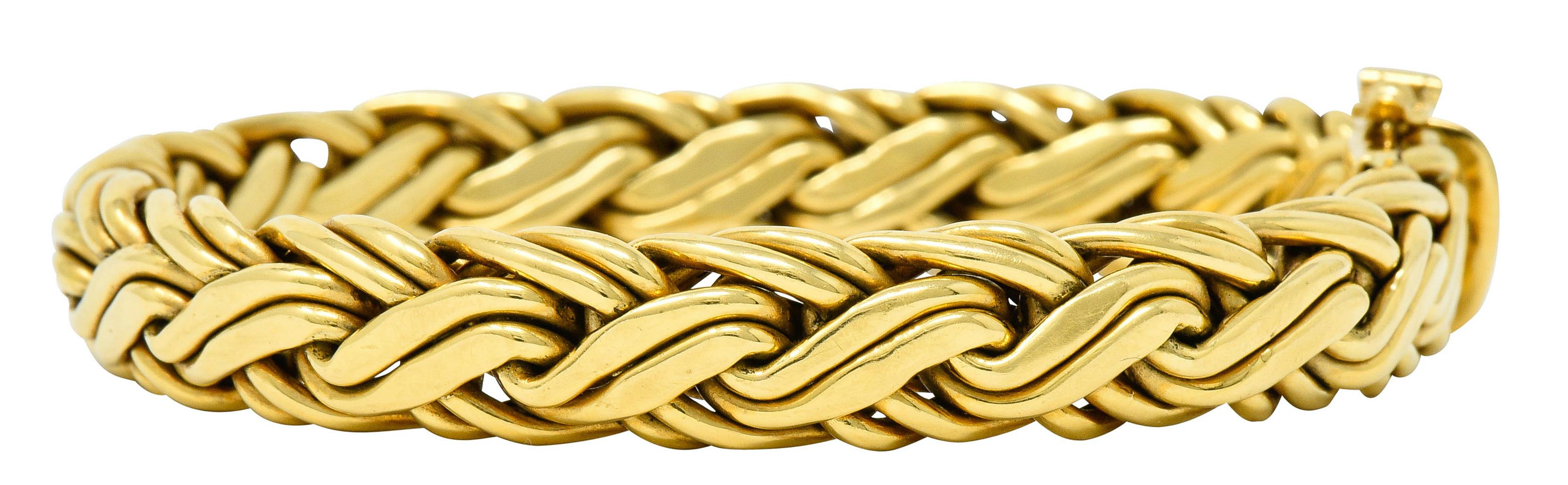Women's or Men's Tiffany & Co. 1980s Vintage 18 Karat Gold Wheat Chain Bracelet