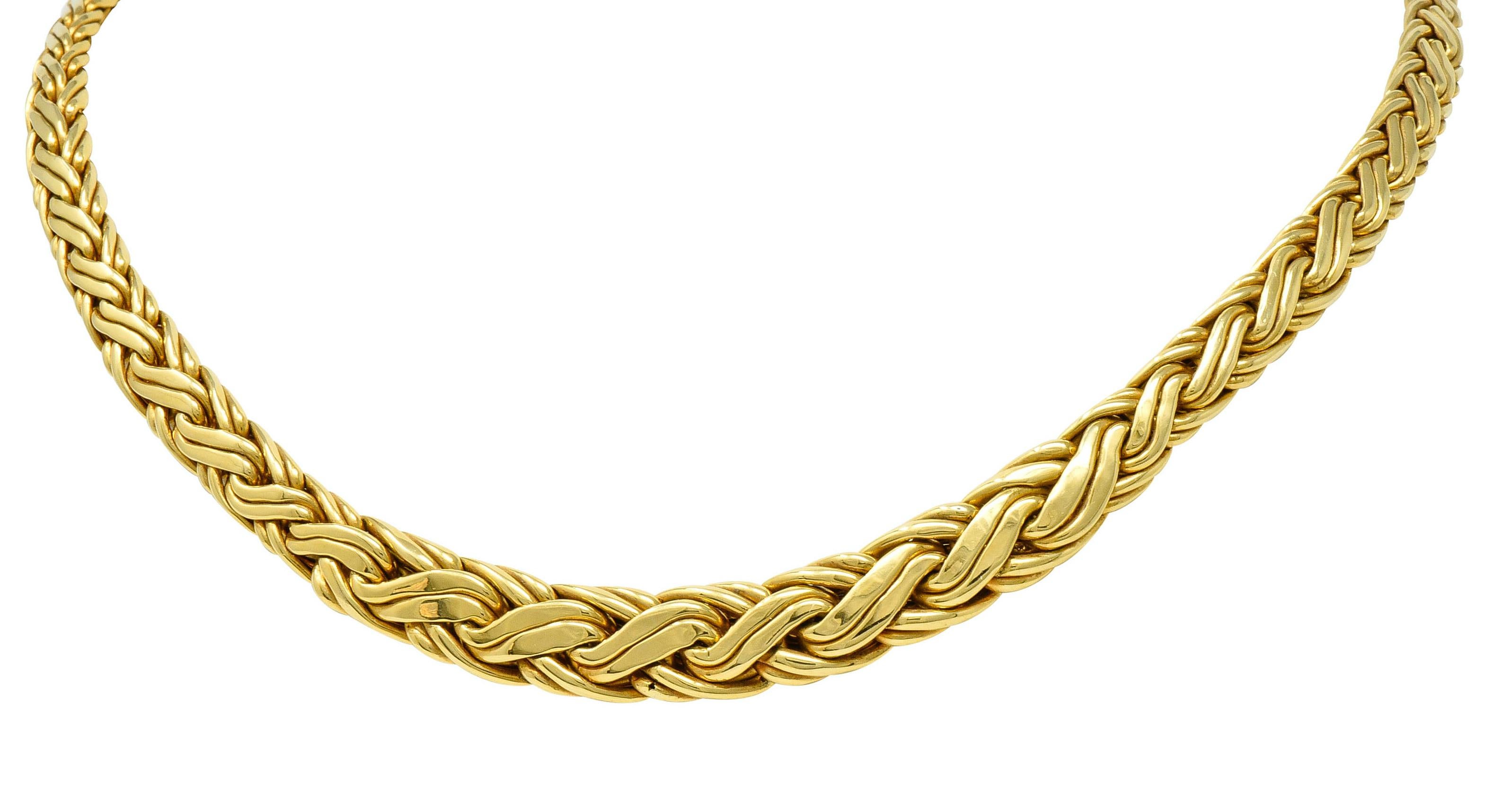 Contemporary Tiffany & Co. 1980s Vintage 18 Karat Gold Wheat Chain Collar Necklace