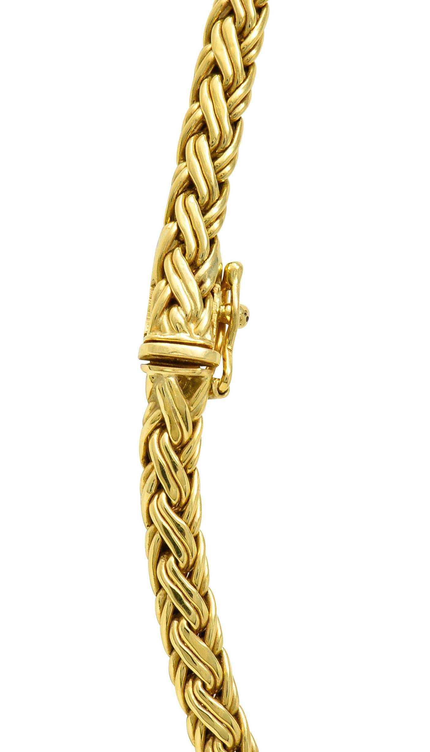 Women's or Men's Tiffany & Co. 1980s Vintage 18 Karat Gold Wheat Chain Collar Necklace
