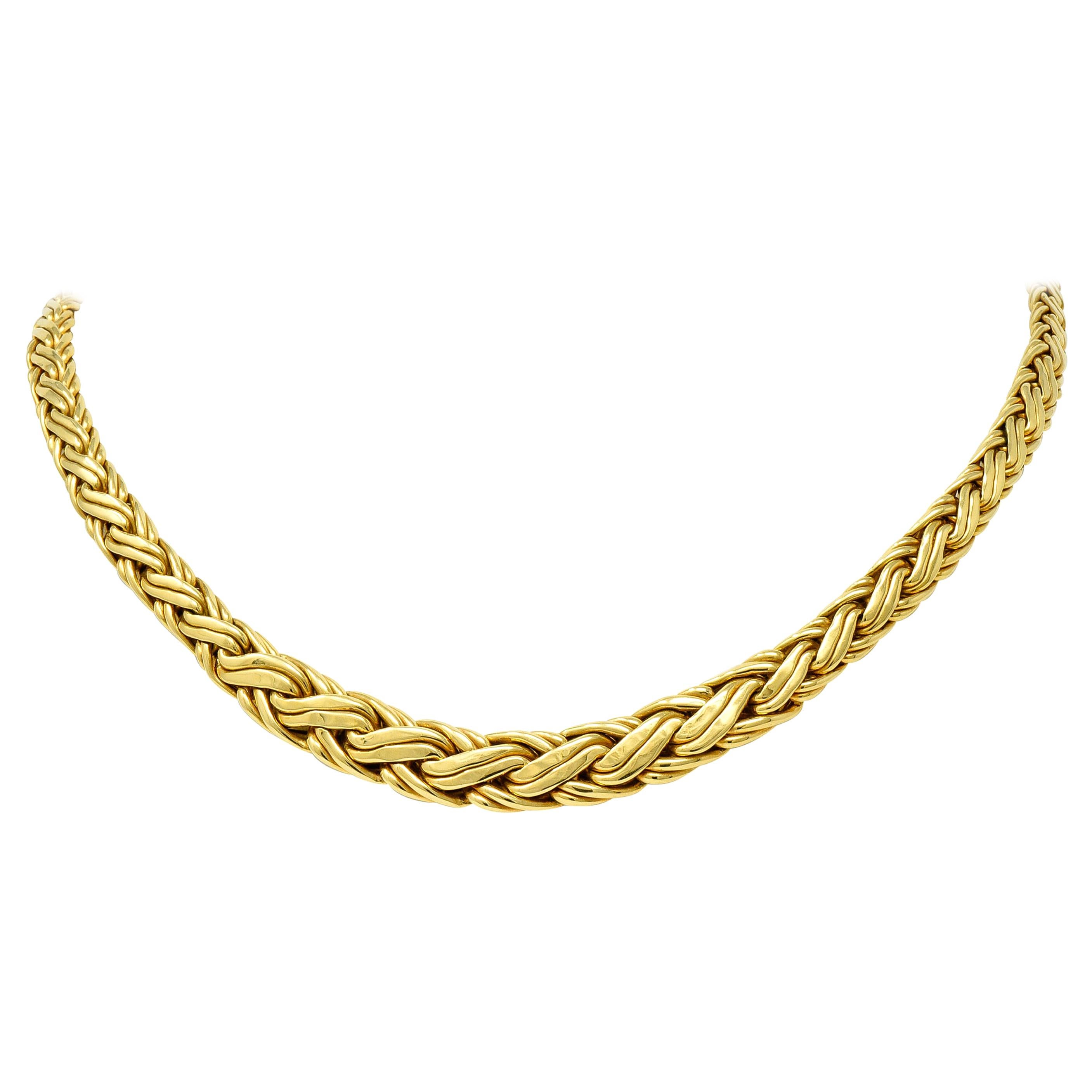 Tiffany & Co. 1980s Vintage 18 Karat Gold Wheat Chain Collar Necklace