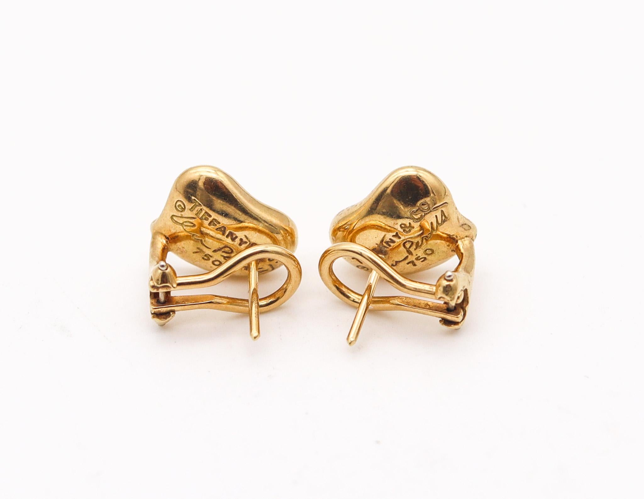Modernist Tiffany & Co. 1981 By Elsa Peretti Free Form Hearts Earrings In 18Kt Yellow Gold