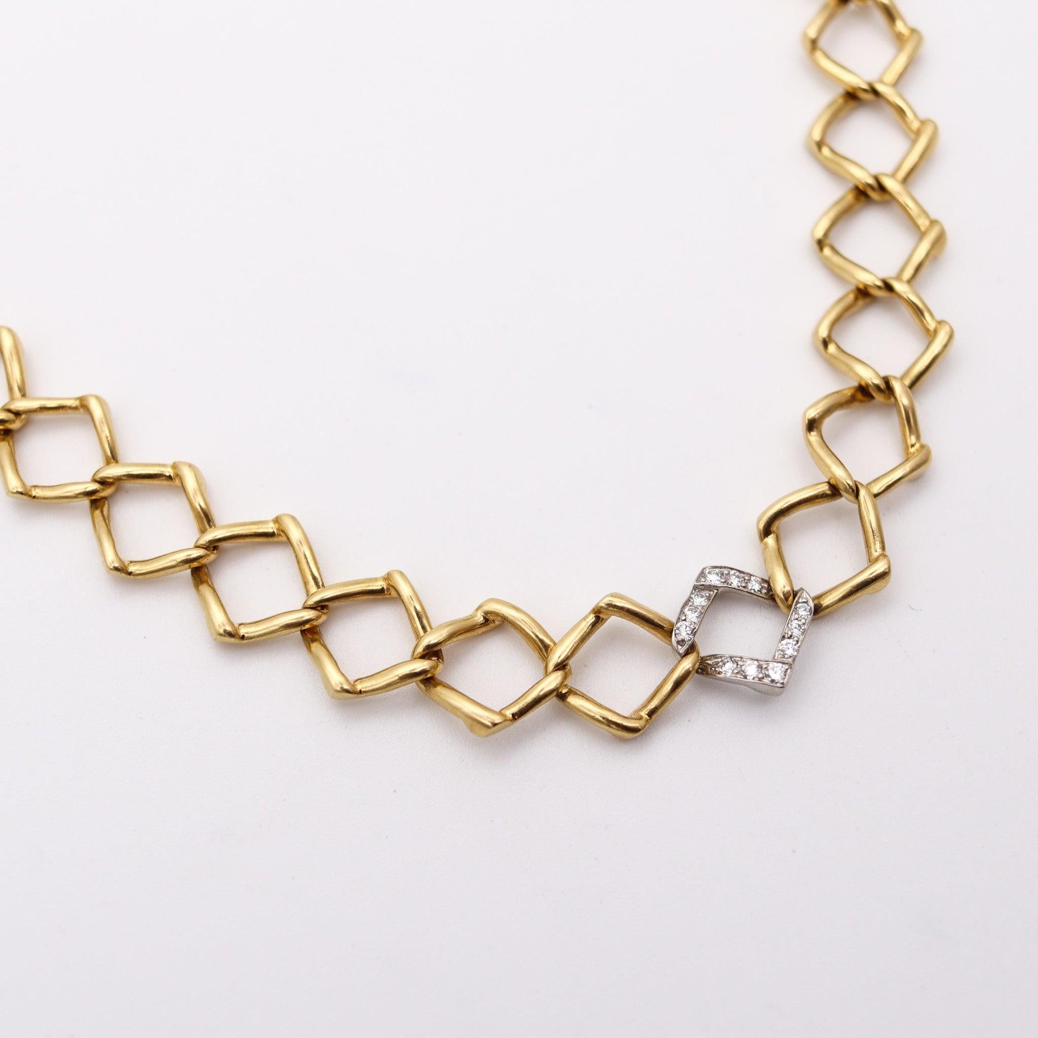 Brilliant Cut TIFFANY & CO. 1981 By Paloma Picasso Necklace In 18Kt Gold, Platinum & Diamonds