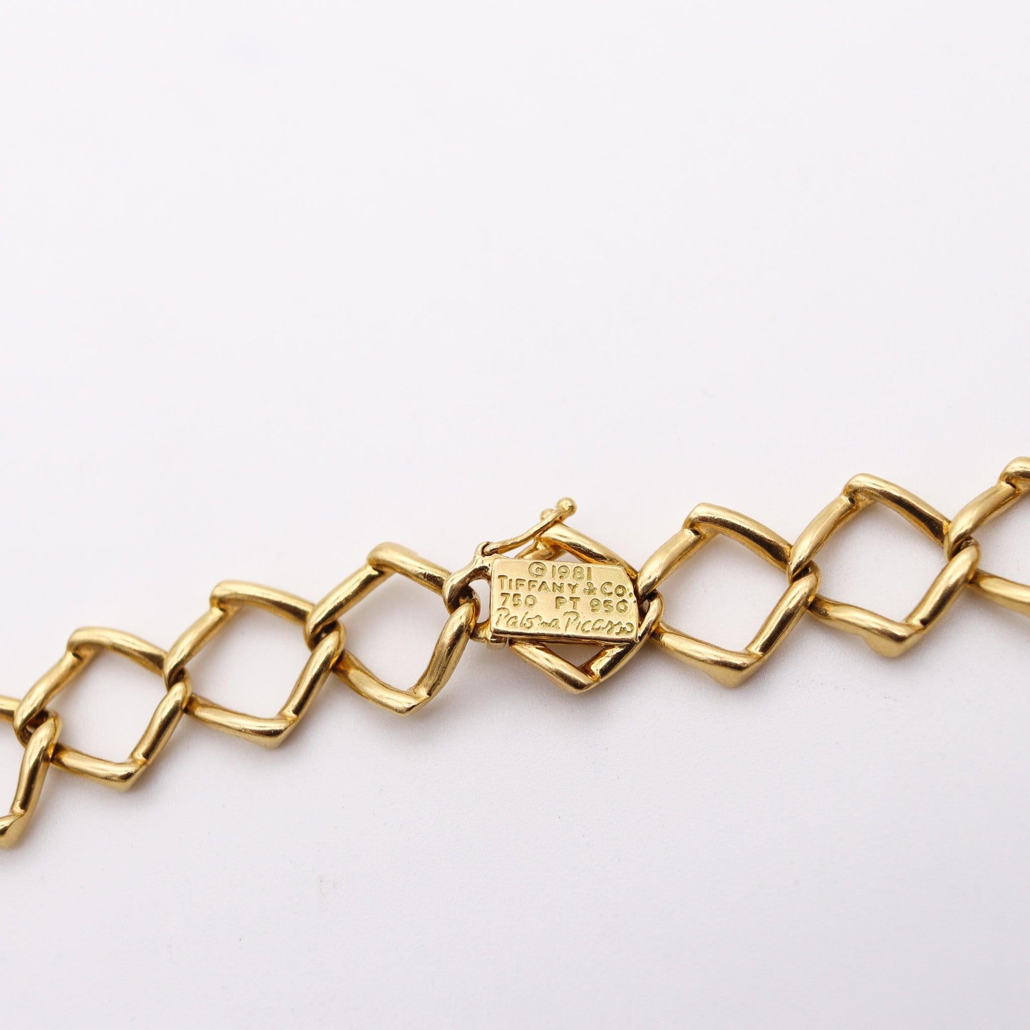 Women's TIFFANY & CO. 1981 By Paloma Picasso Necklace In 18Kt Gold, Platinum & Diamonds