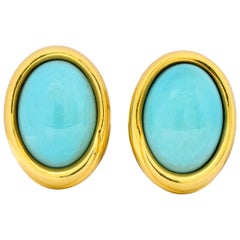 Tiffany & Co. 1981 Turquoise 18 Karat Gold Earrings