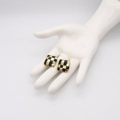 Tiffany Co. 1982 Angela Cummings Checkerboard Earrings 18Kt Gold with Black Jade