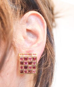 TIFFANY & CO. 1982 Angela Cummings Clips Earrings In 18Kt Gold Pink Tourmalines