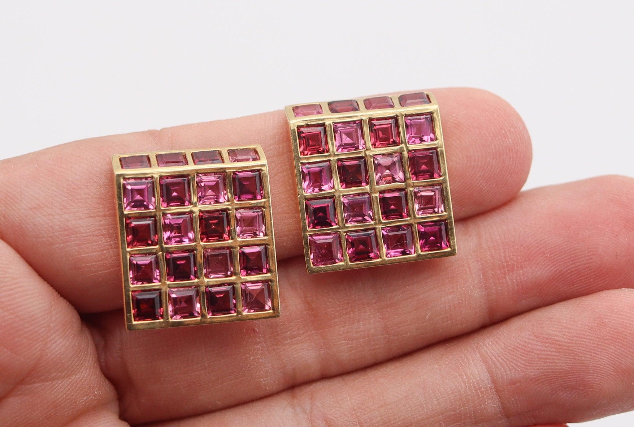 TIFFANY & CO. 1982 Angela Cummings Clips Earrings In 18Kt Gold Pink Tourmalines For Sale 1