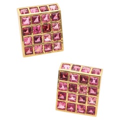 TIFFANY & CO. 1982 Boucles d'oreilles Angela Cummings Clips en or 18Kt Tourmalines roses