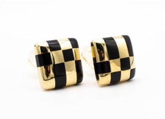 Tiffany & Co 1982 Angela Cummings Earrings in 18k Gold with Black Jade