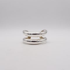 Tiffany & Co 1982 By Elsa Peretti Wavy Double Cuff In Solid .925 Sterling Silver