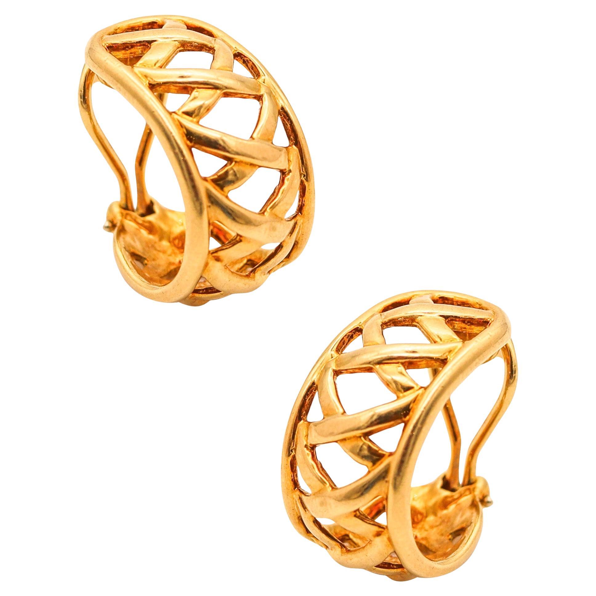 TIFFANY & CO. 1982 By Paloma Picasso Hoops Earrings In Solid 18Kt Yellow Gold