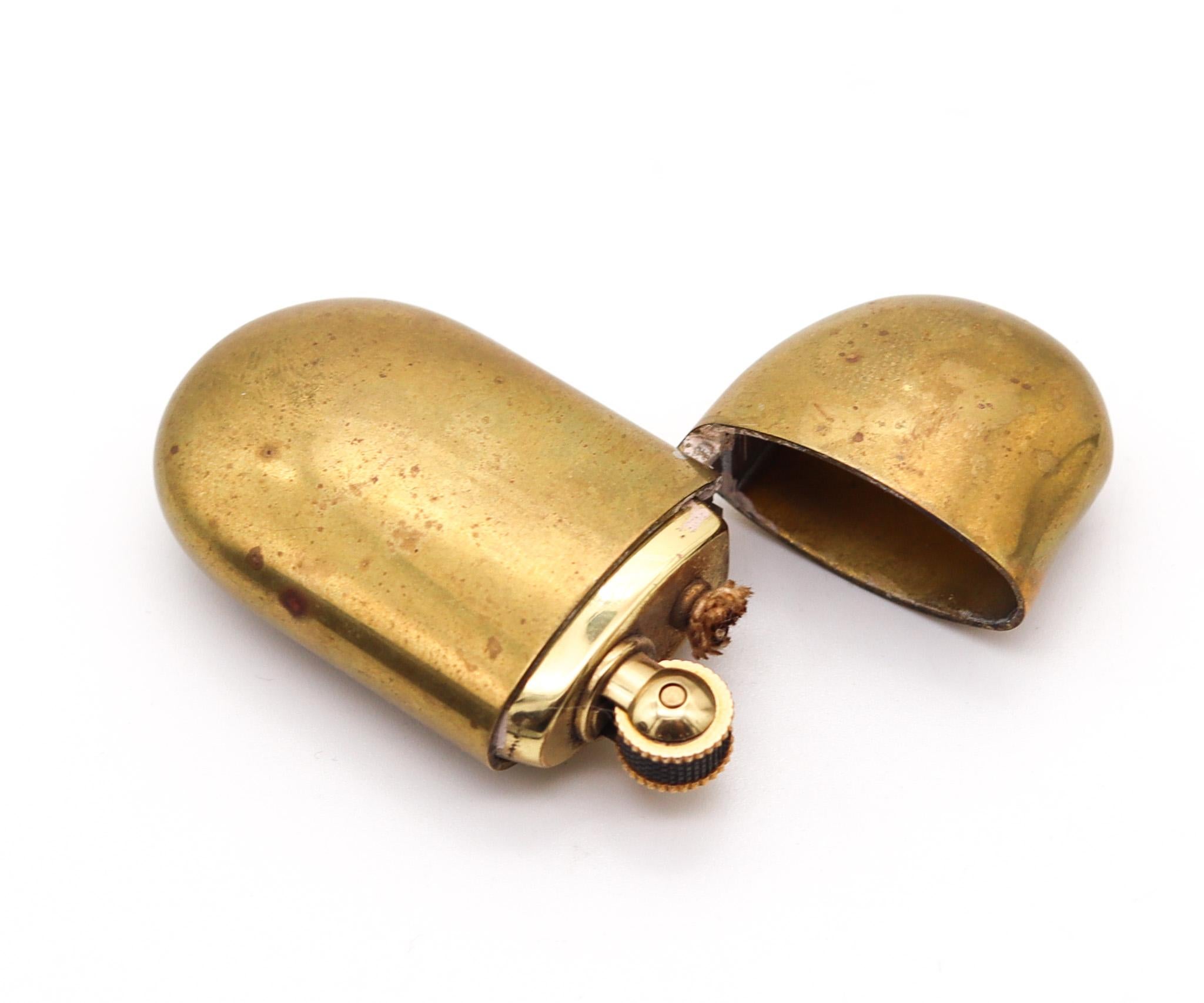 Brass TIFFANY & CO. 1982 Elsa Peretti Bean Petrol Pocket Lighter In Polished Solid