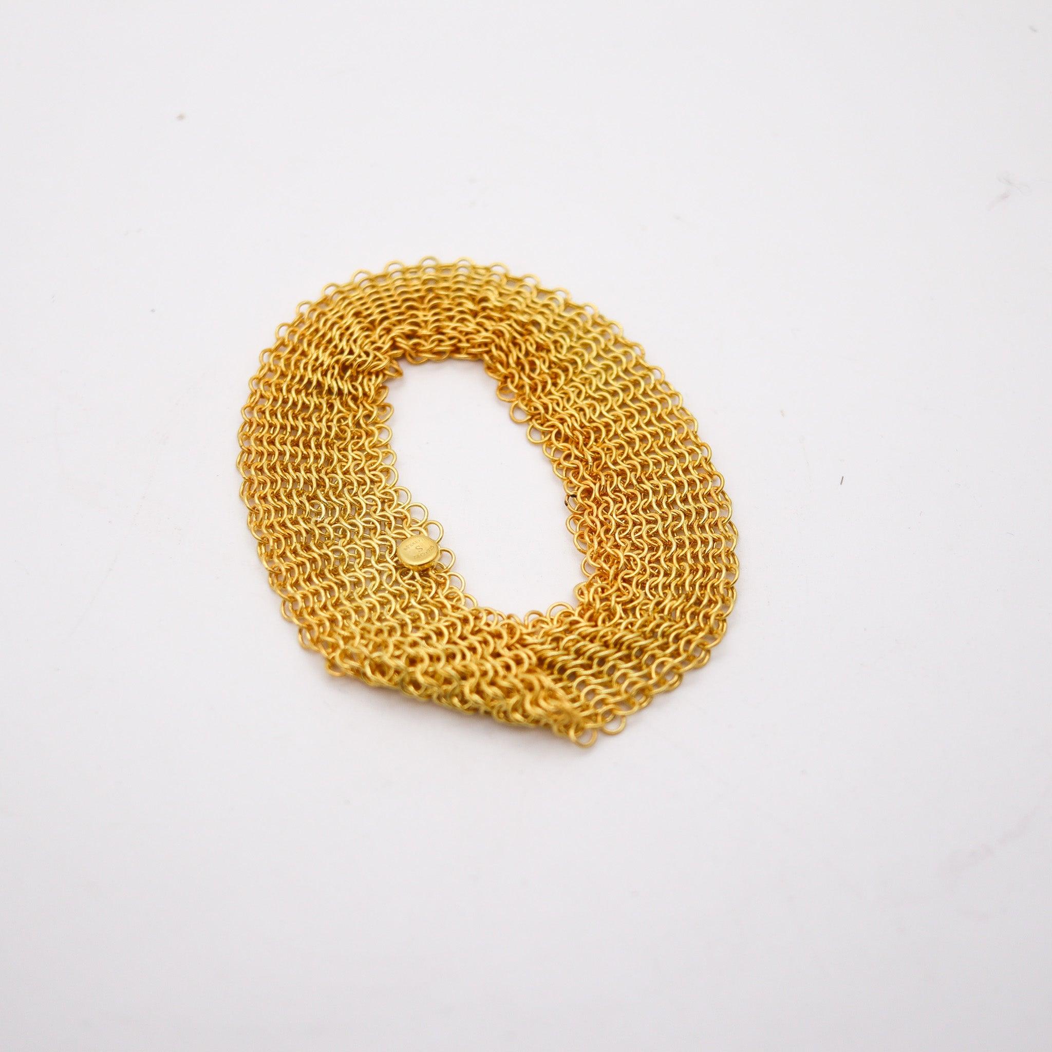 Mesh bracelet designed by Elsa Peretti (1940-2019) for Tiffany & Co.

This flexible mesh bracelet, is one of the iconic Elsa Peretti's designs, that she created for the Tiffany Studios, back in the 1980. It was crafted with a very sportive look made