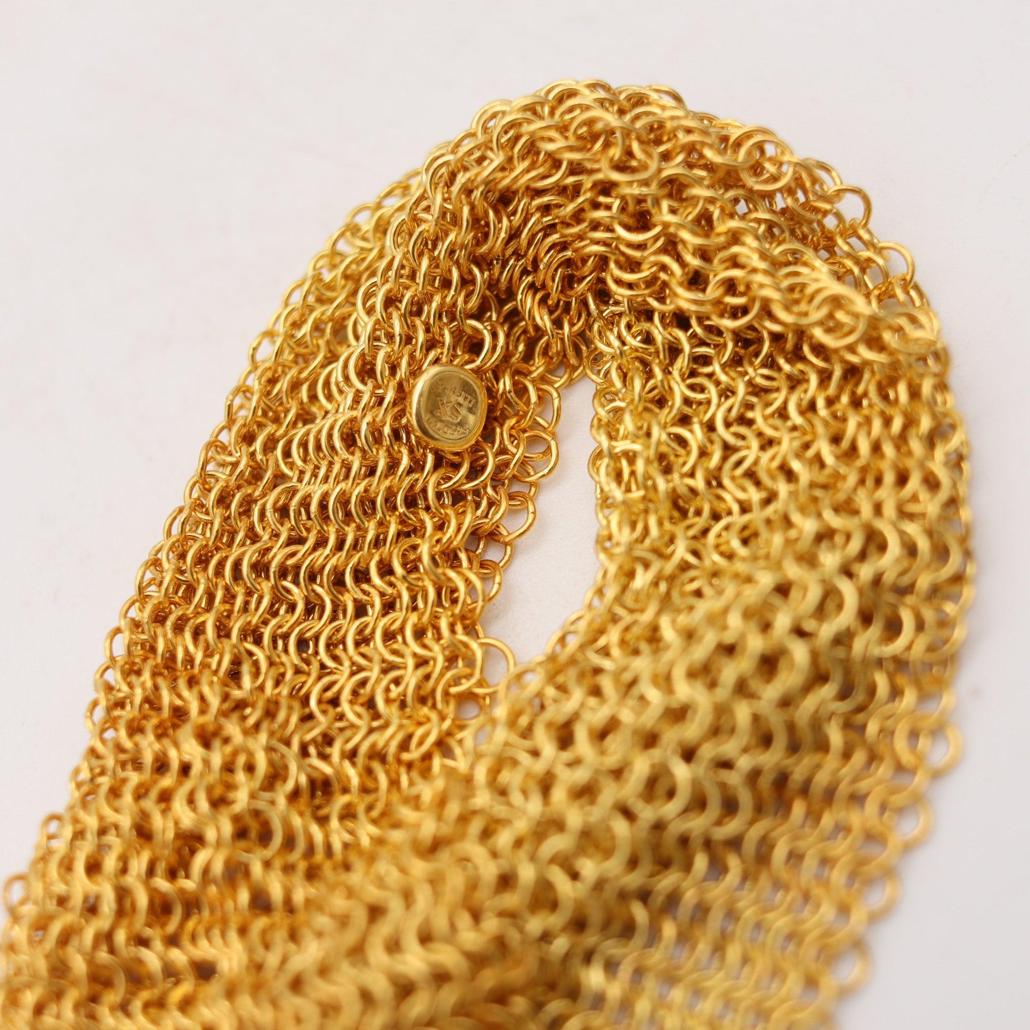 Mesh bracelet designed by Elsa Peretti (1940-2019) for Tiffany & Co.

This flexible mesh bracelet, is one of the iconic Elsa Peretti's designs, that she created for the Tiffany Studios, back in the 1980. It was crafted with a very sportive look made