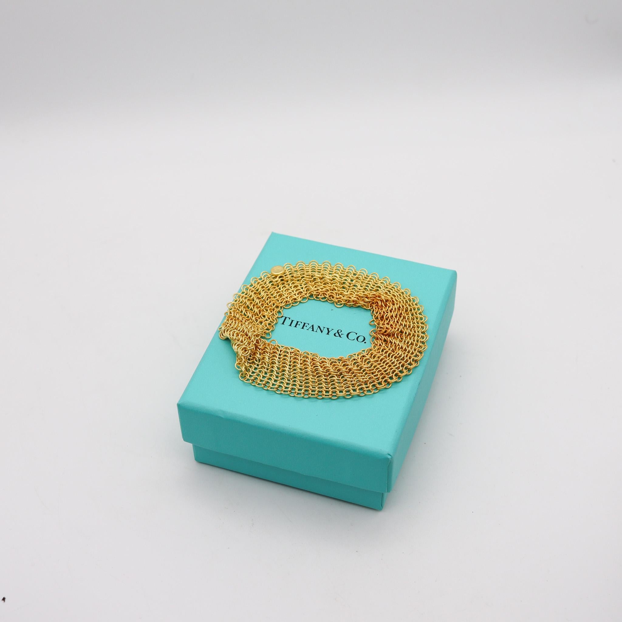 Modernist Tiffany & Co. 1982 Elsa Peretti Mesh Bracelet in 18Kt Gold Vermeil Over Sterling