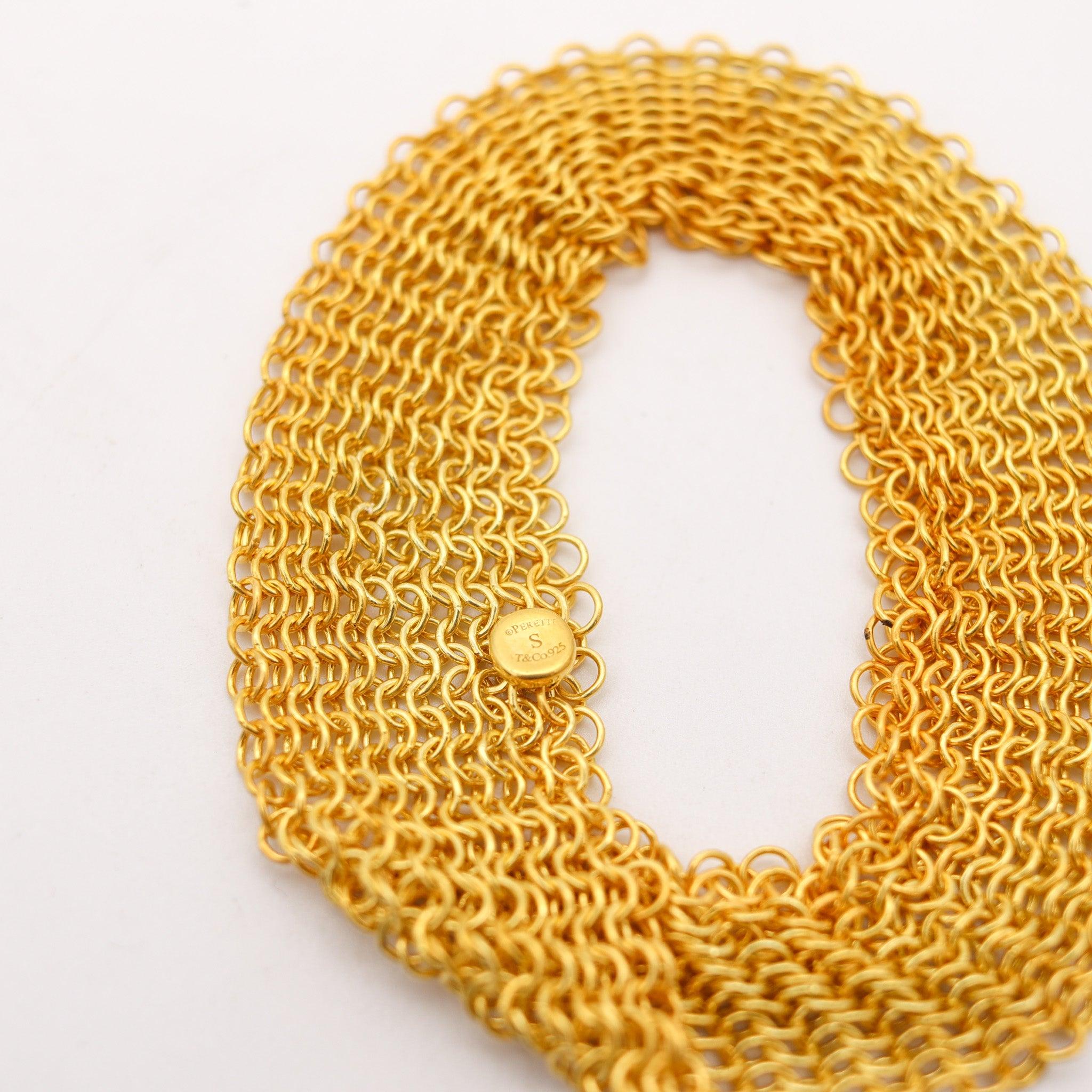 Modernist TIFFANY & CO. 1982 Elsa Peretti Mesh Bracelet in 18Kt Gold Vermeil Over Sterling For Sale
