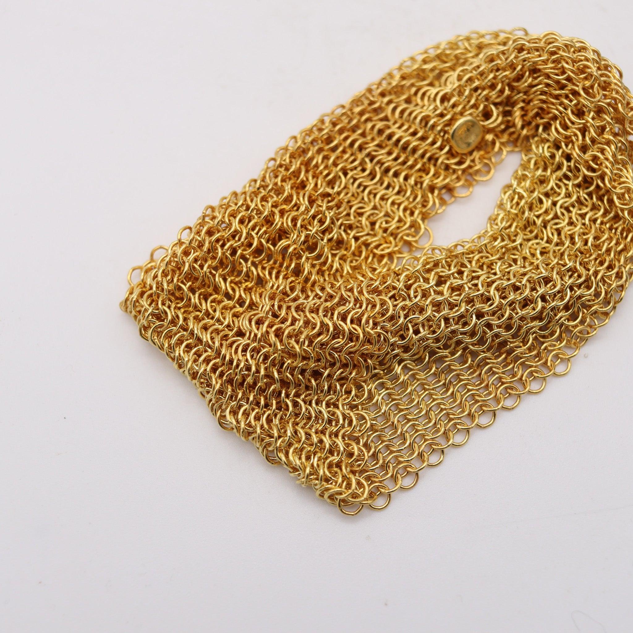 Modernist TIFFANY & CO. 1982 Elsa Peretti Mesh Bracelet in 18Kt Gold Vermeil Over Sterling For Sale