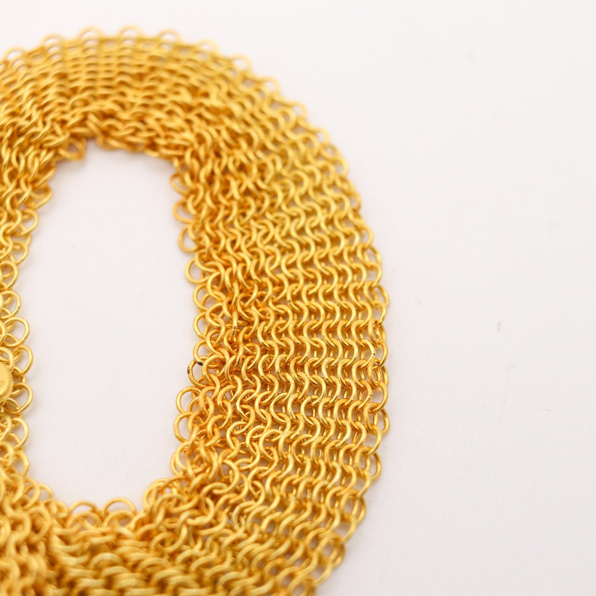 TIFFANY & CO. 1982 Elsa Peretti Mesh Bracelet in 18Kt Gold Vermeil Over Sterling In Excellent Condition In Miami, FL