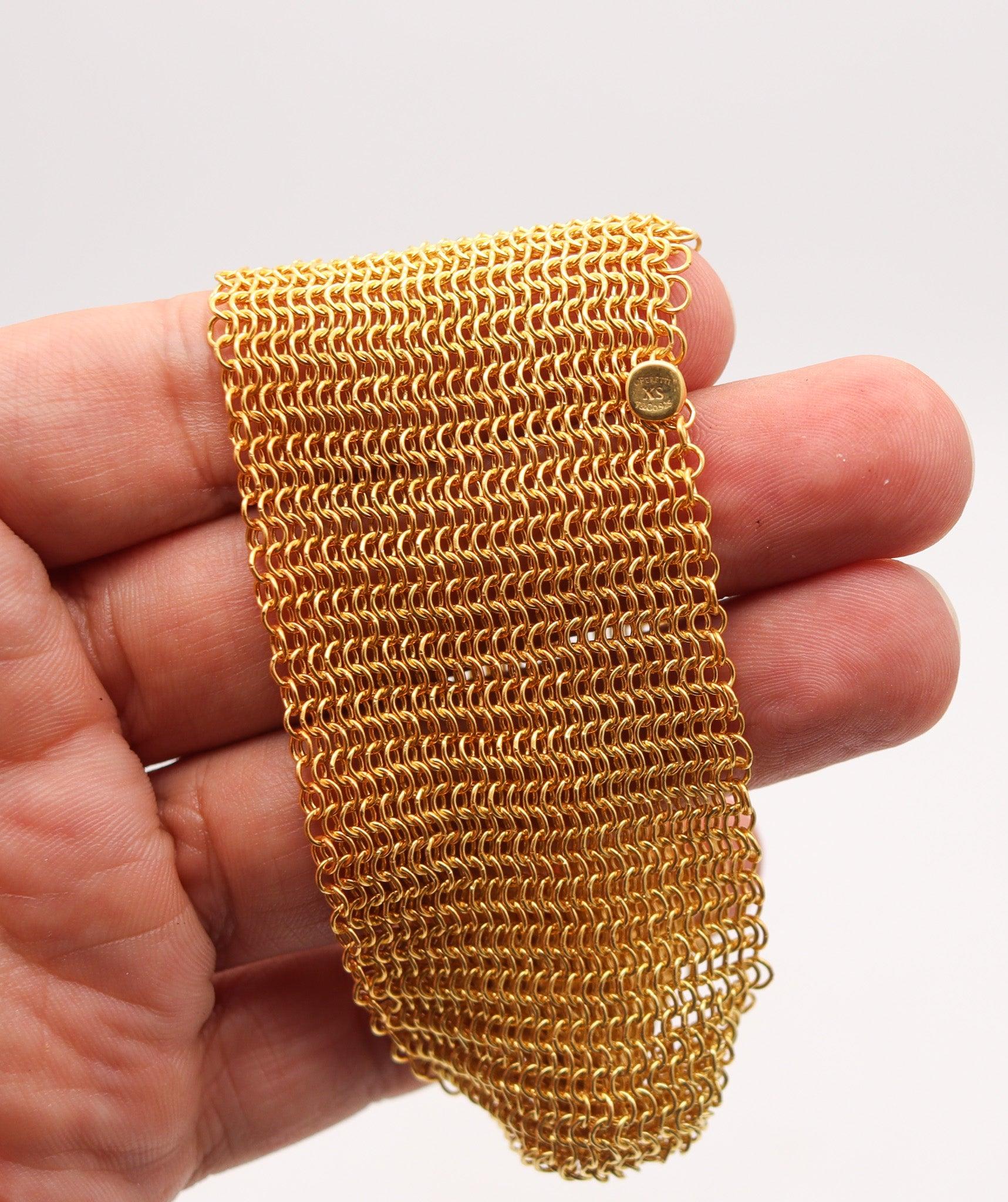 TIFFANY & CO. 1982 Elsa Peretti Mesh Bracelet in 18Kt Gold Vermeil Over Sterling In Excellent Condition For Sale In Miami, FL