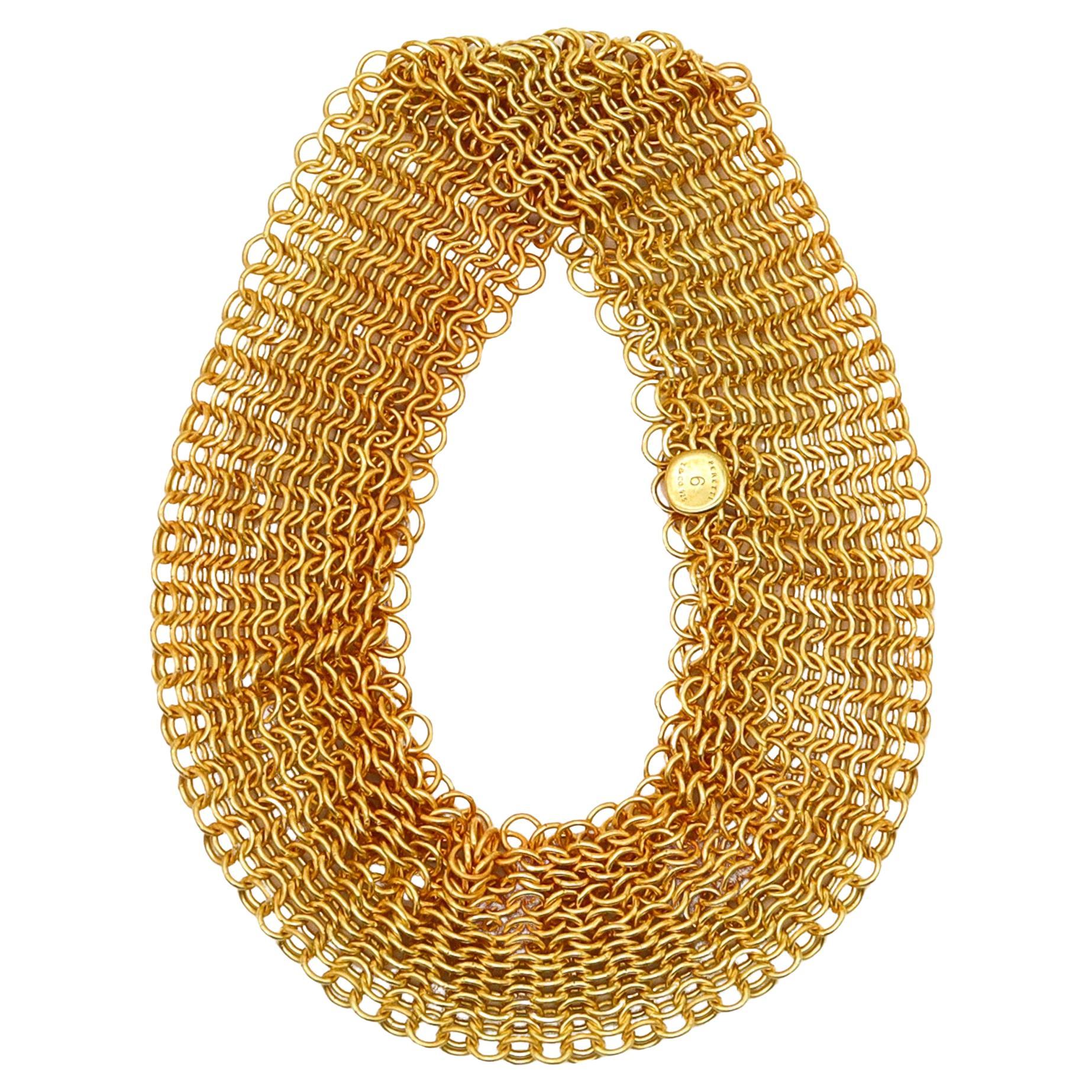 Tiffany & Co. 1982 Elsa Peretti Mesh Bracelet in 18Kt Gold Vermeil Over Sterling