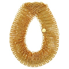 Retro Tiffany & Co. 1982 Elsa Peretti Mesh Bracelet in 18Kt Gold Vermeil Over Sterling