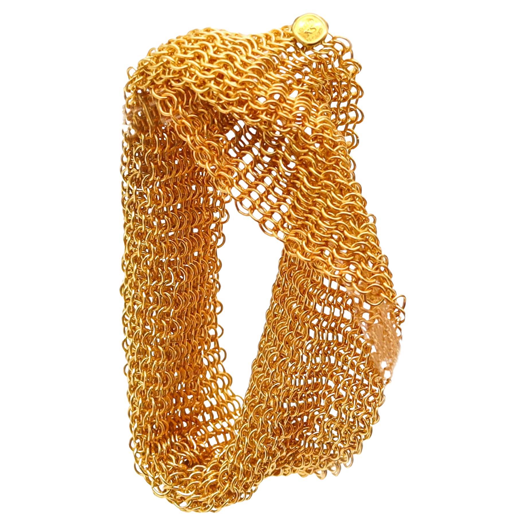 TIFFANY & CO. 1982 Elsa Peretti Mesh Bracelet in 18Kt Gold Vermeil Over Sterling