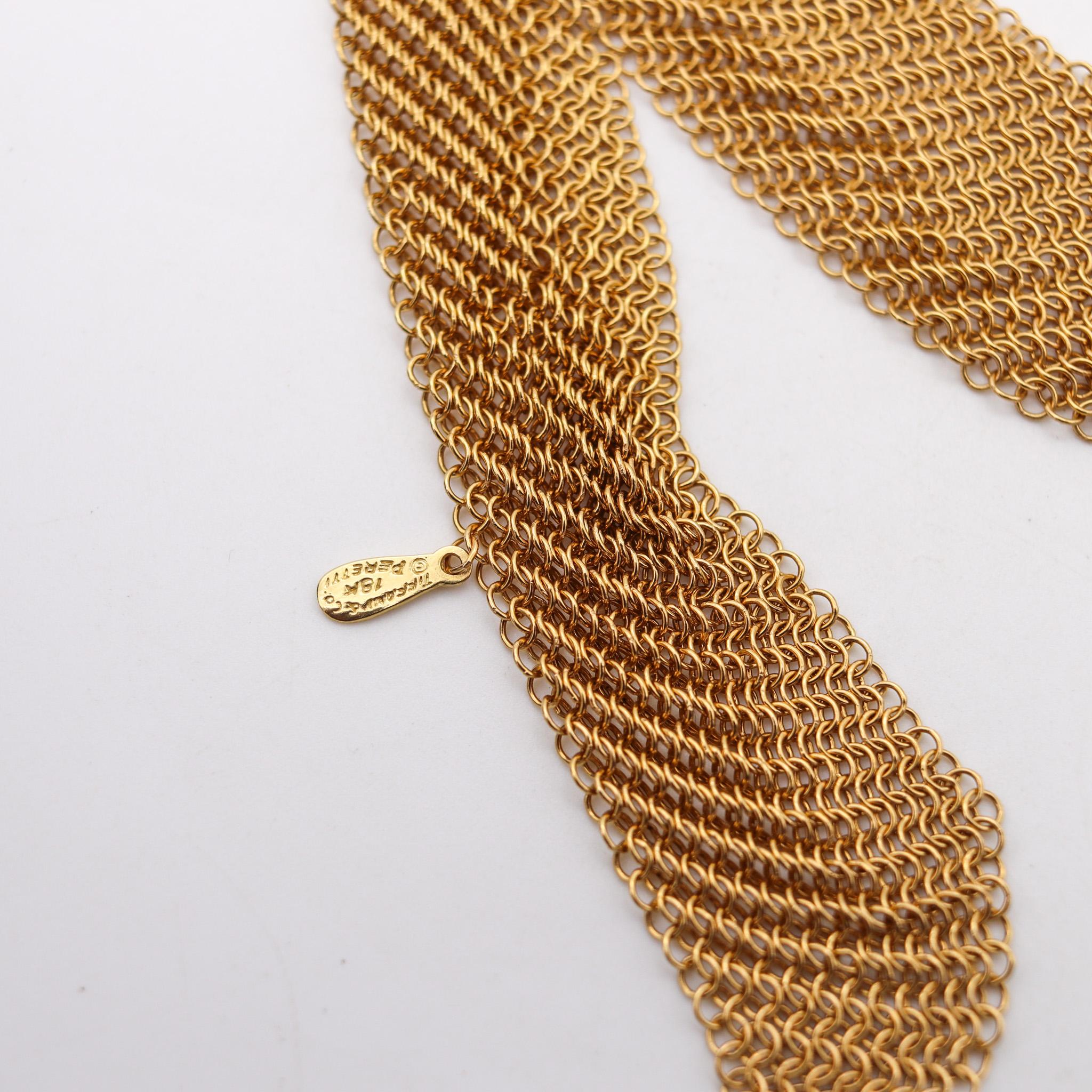 Women's Tiffany & Co 1982 Elsa Peretti Mesh Scarf Draped Necklace in 18Kt Yellow Gold For Sale