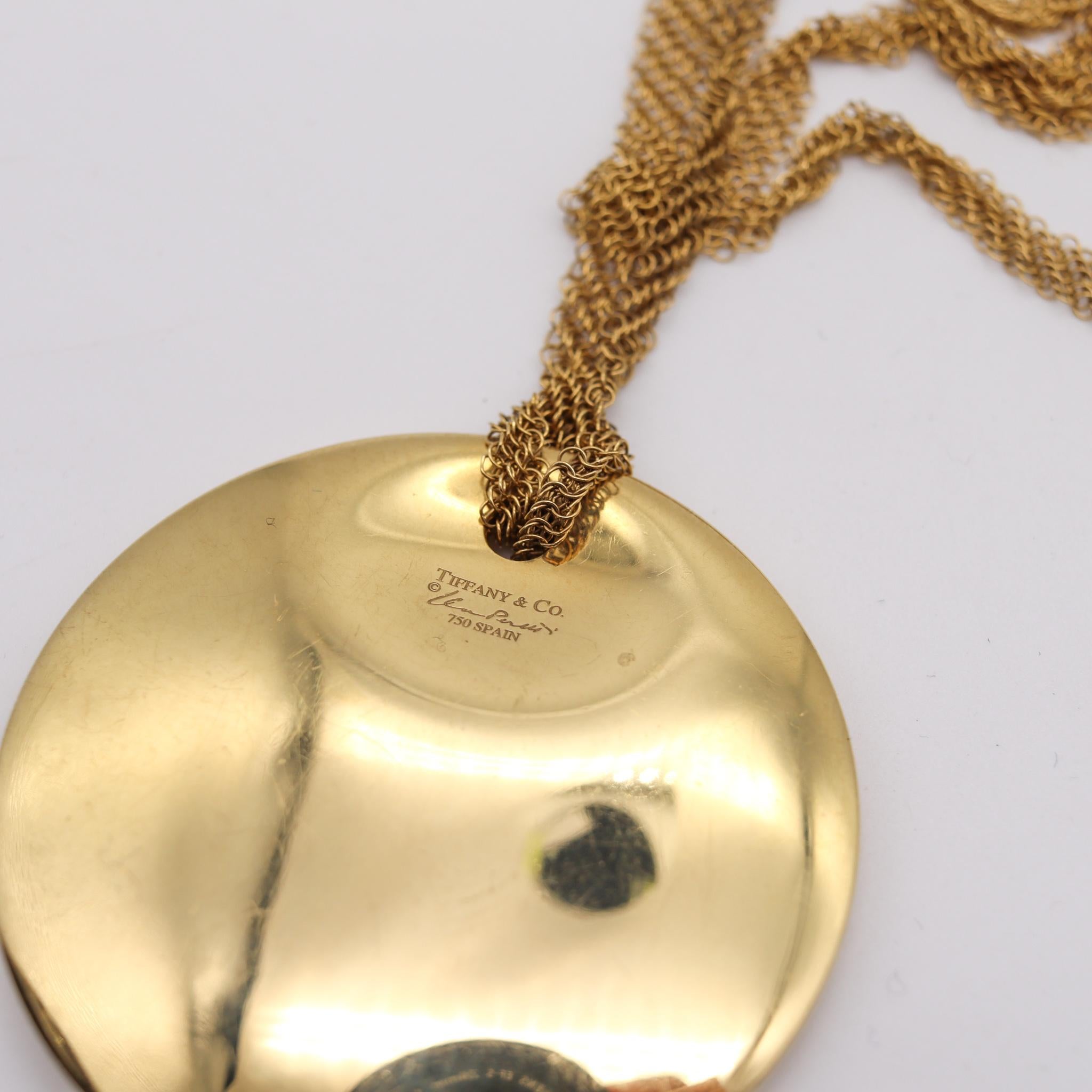 Women's Tiffany & Co. 1982 Elsa Peretti Round Disc Mesh Necklace in 18 Karat Yellow Gold