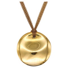 Tiffany & Co. 1982 Elsa Peretti Collana a maglie con disco rotondo in oro giallo 18 carati