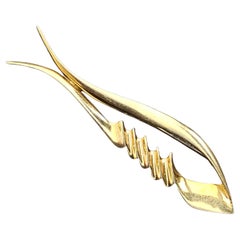 Tiffany & Co. 1983 Paloma Picasso Fish Pin Brosche 18k Gelbgold 10,5g 2,75"