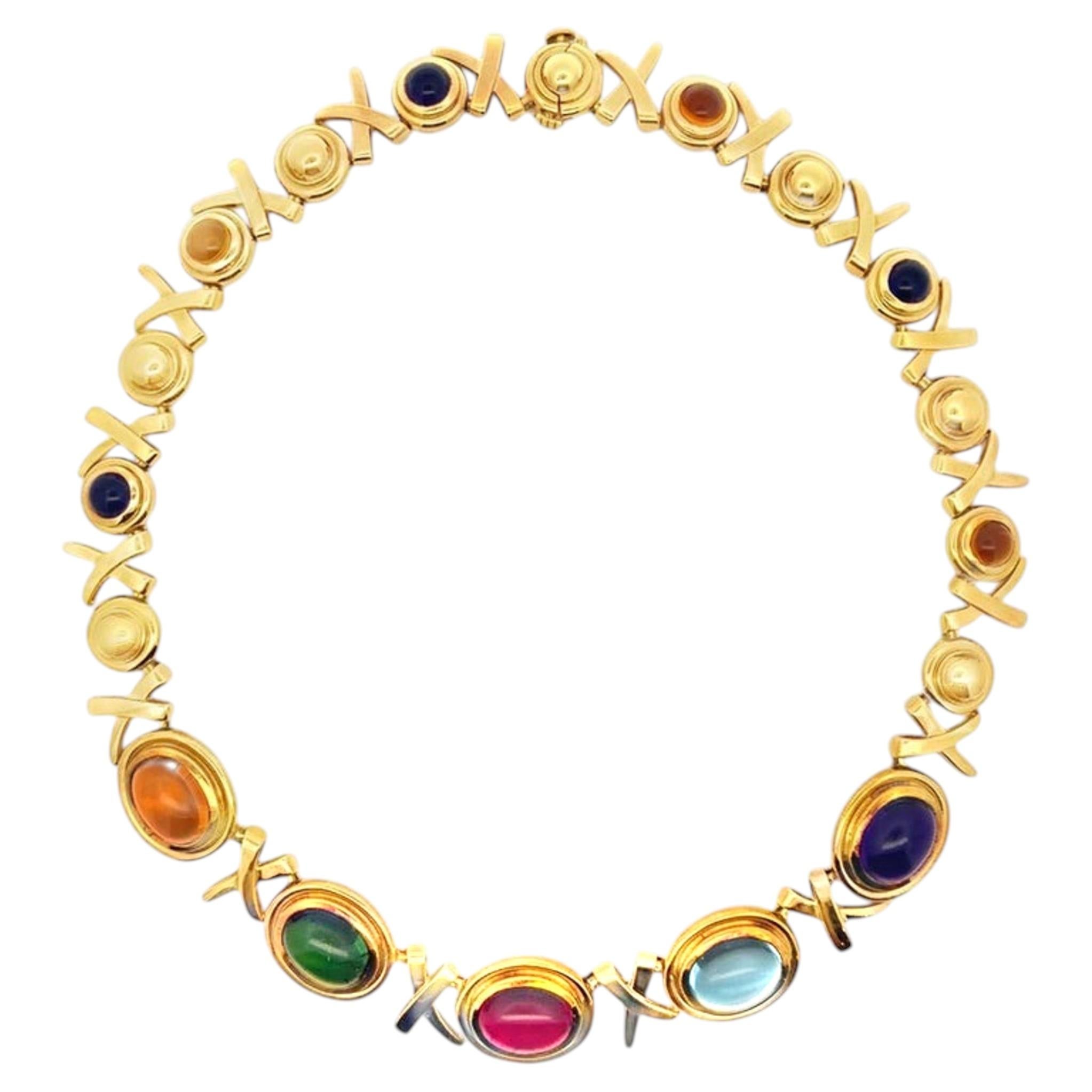 TIFFANY & CO. 1983 Paloma Picasso Necklace In 18Kt Gold With 100 Cts Gemstones For Sale