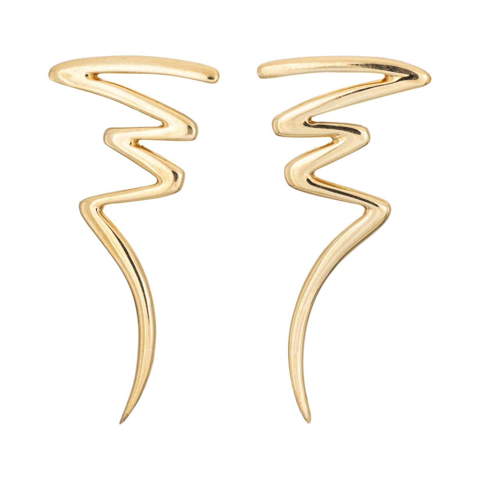 Tiffany & Co. 1983 Paloma Picasso Zig Zag Earrings Scribble 18k Gold Estate