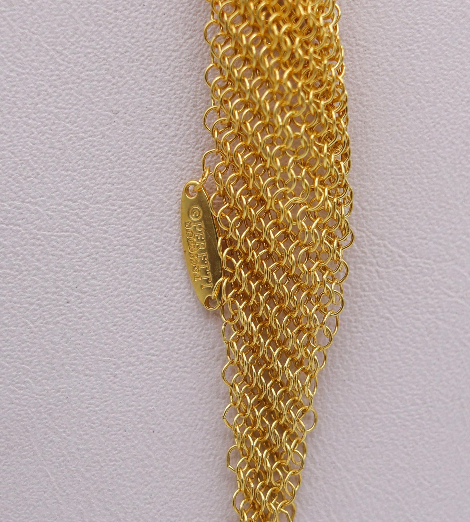 Modernist Tiffany & Co. 1984 Elsa Peretti Draped Mesh Necklace 18Kt Gold Vermeil On Silver