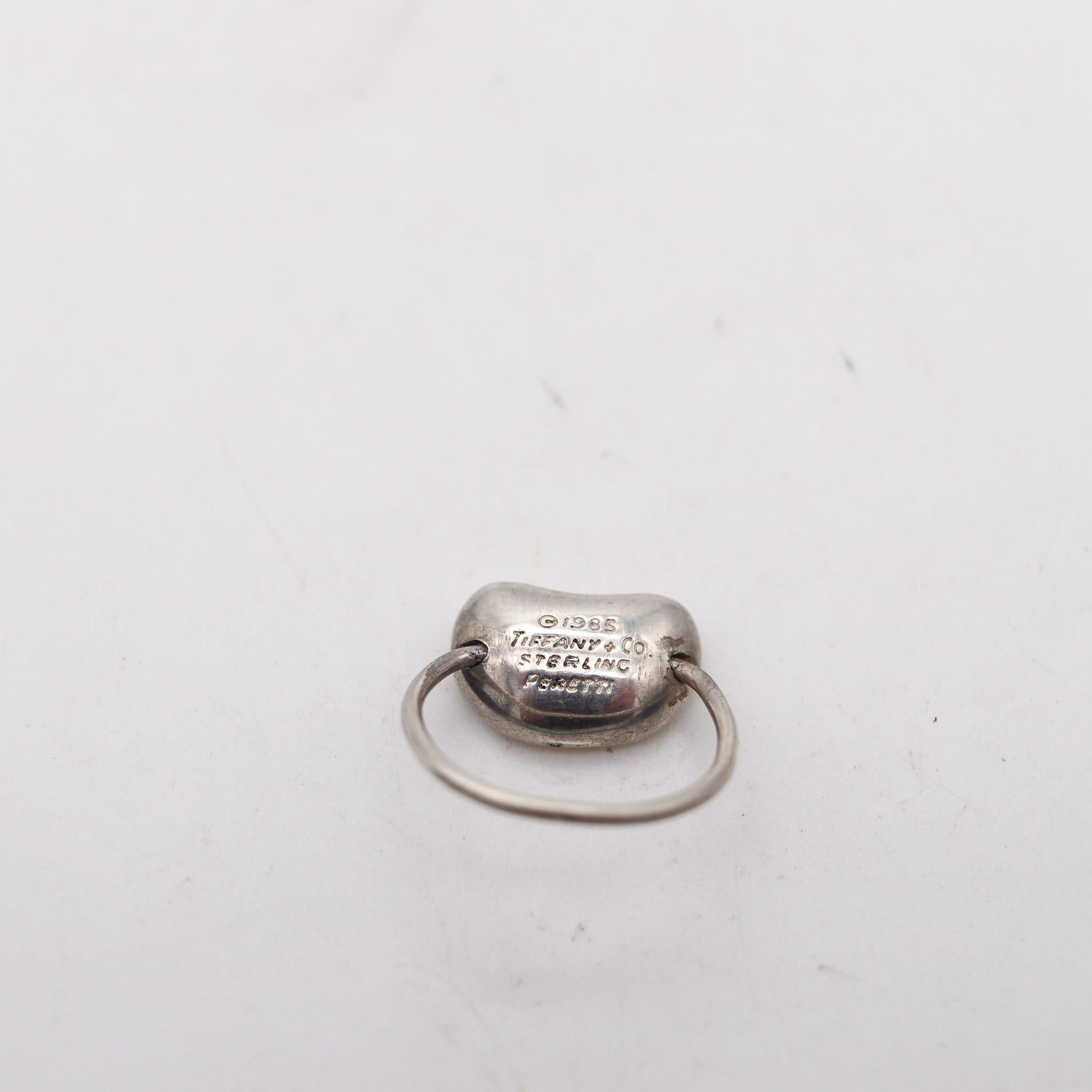 Modernist Tiffany & Co 1985 Elsa Peretti Rare Kinetic Bean Ring Solid .925 Sterling Silver For Sale