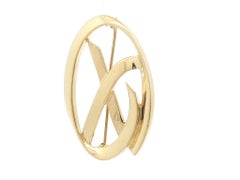 Tiffany & Co. 1985 Paloma Picasso 18k Yellow Gold "X" In Open Oval Pin Brooch