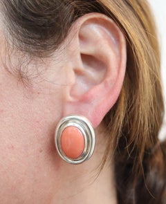 TIFFANY & CO. 1985 Paloma Picasso Clips Earrings In Sterling With Pink Corals