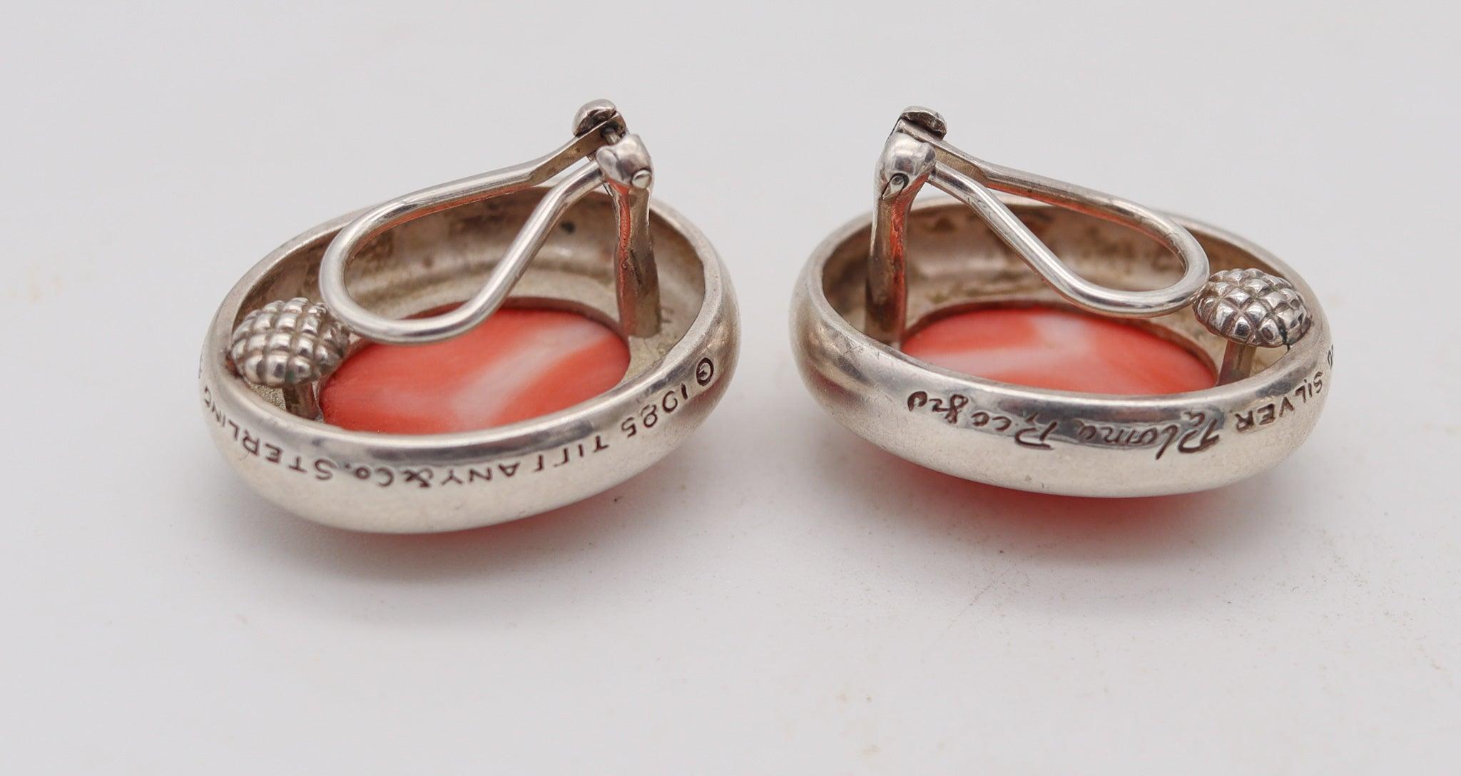 De las mujeres TIFFANY & CO. 1985 Pendientes Clips Paloma Picasso de plata con corales rosas en venta