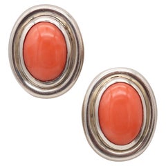 TIFFANY & CO. 1985 Pendientes Clips Paloma Picasso de plata con corales rosas