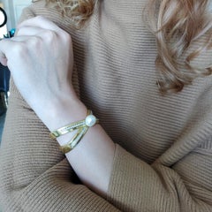 Tiffany & Co. 1985 Paloma Picasso Graffiti Cuff 18Kt Gold Plat 3.08 Cts Diamonds