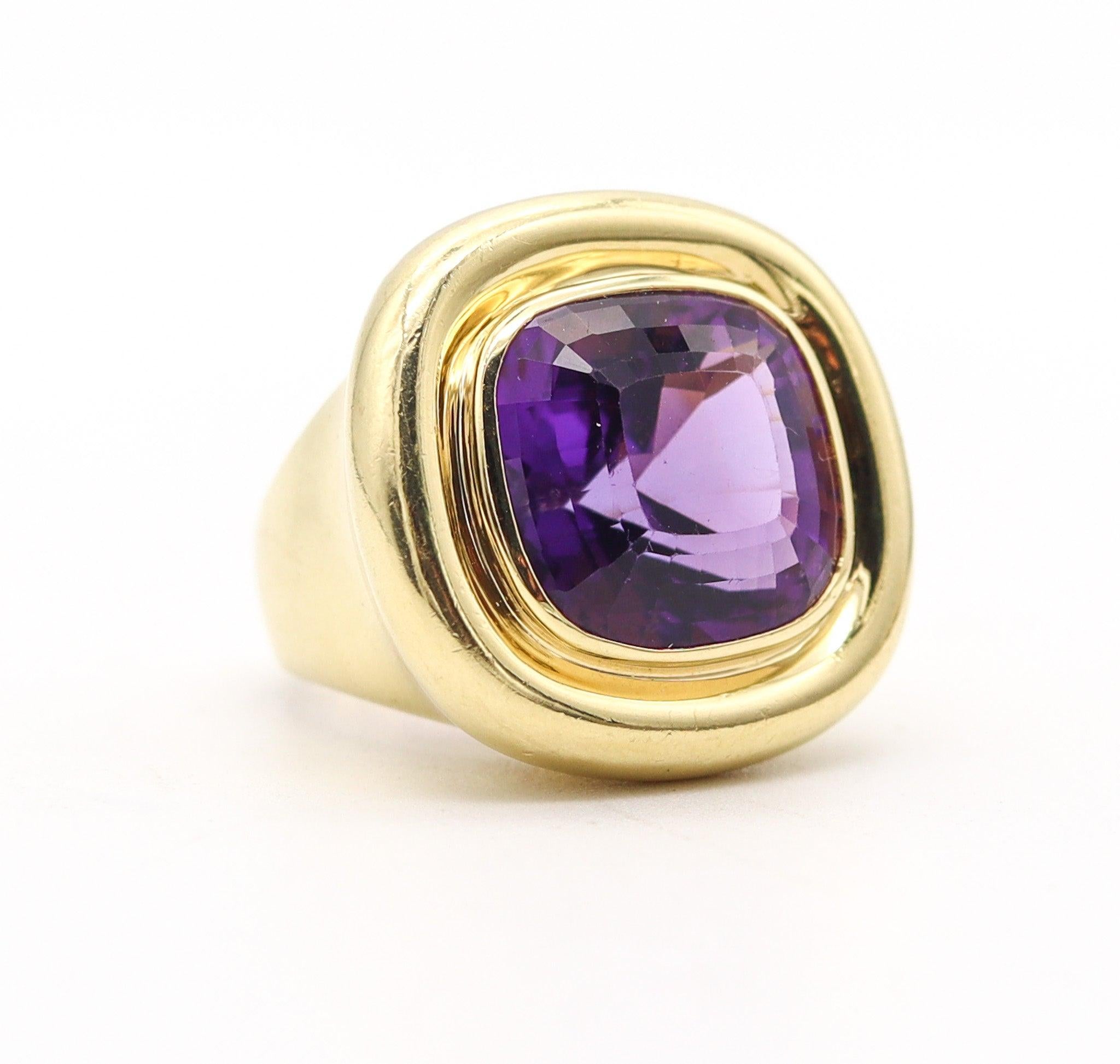 TIFFANY & CO. 1985 Paloma Picasso Quadratischer Cocktail-Ring aus 18 Karat Gold und Amethyst (Modernistisch) im Angebot