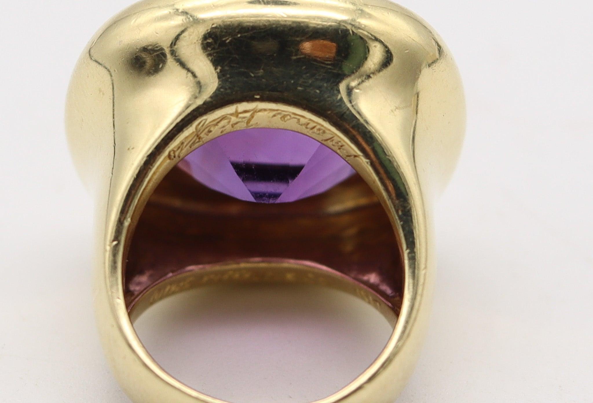 TIFFANY & CO. 1985 Paloma Picasso Quadratischer Cocktail-Ring aus 18 Karat Gold und Amethyst im Zustand „Hervorragend“ im Angebot in Miami, FL