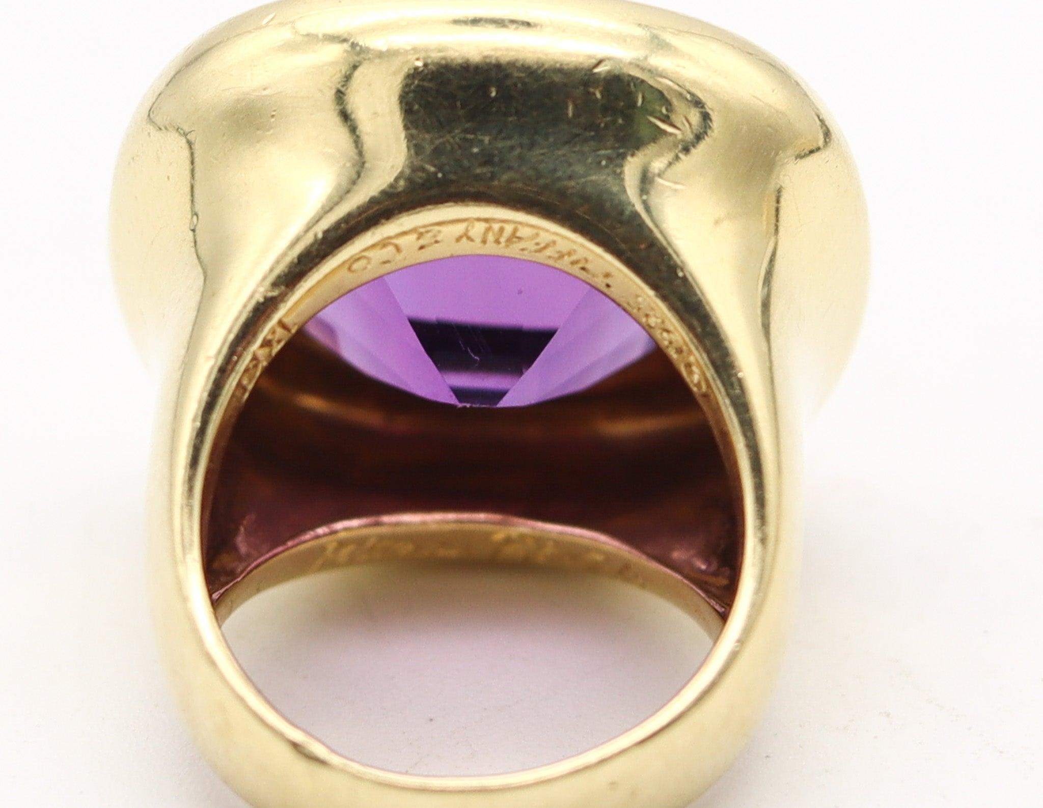 TIFFANY & CO. 1985 Paloma Picasso Quadratischer Cocktail-Ring aus 18 Karat Gold und Amethyst Damen im Angebot