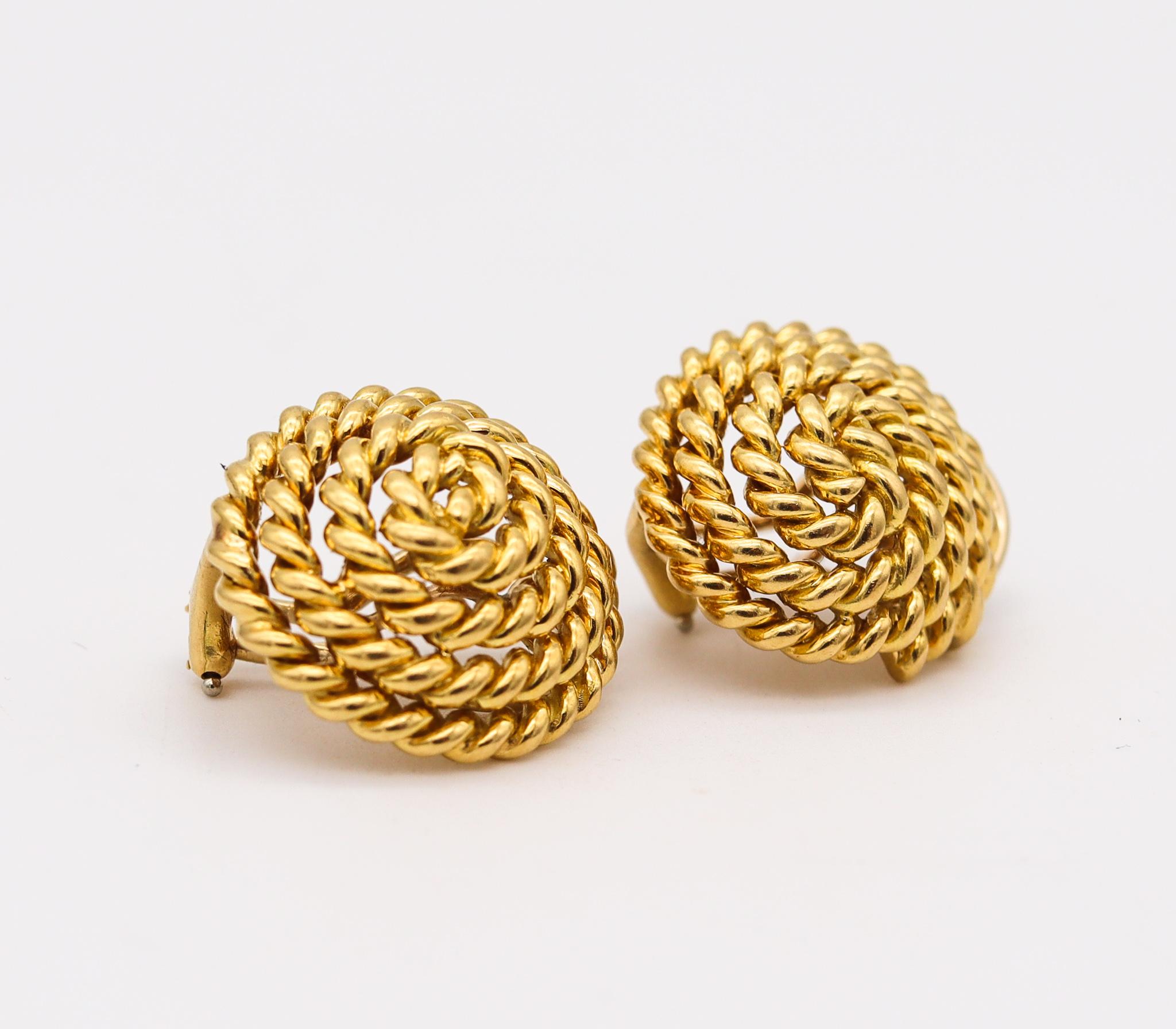 Modernist Tiffany & Co. 1985Schlumberger Design Twisted Ropes Earrings In 18Kt YellowGold