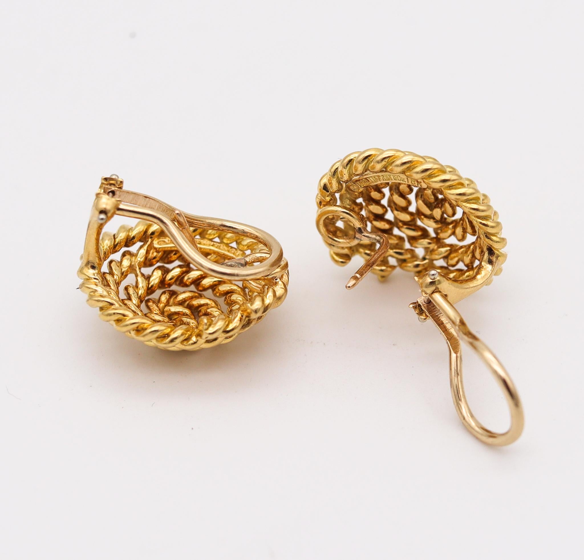Tiffany & Co. 1985Schlumberger Design Twisted Ropes Earrings In 18Kt YellowGold In Excellent Condition In Miami, FL