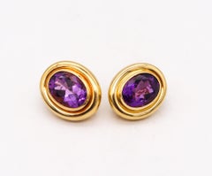 Tiffany & Co. 1987 Paloma Picasso Clips Earrings 18k Yellow Gold with Amethysts