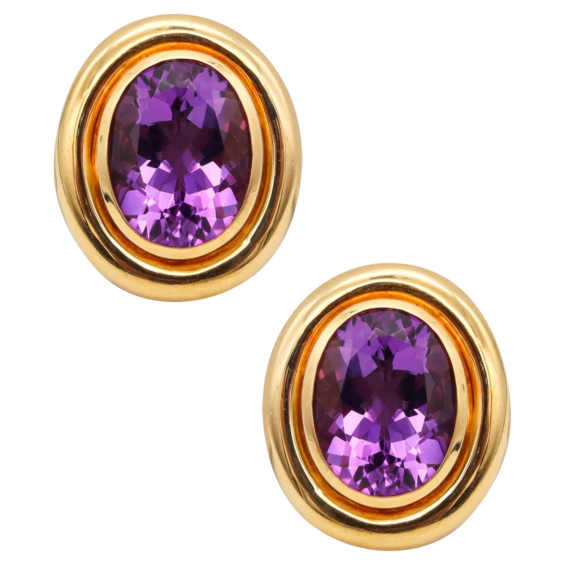 Tiffany & Co. 1987 Paloma Picasso Clips Ohrringe 18Kt Gelbgold mit Amethysten