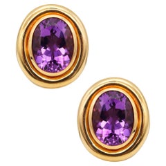 Tiffany & Co. 1987 Paloma Picasso Clips Earrings 18k Yellow Gold with Amethysts
