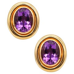 Retro Tiffany & Co. 1987 Paloma Picasso Clips Earrings 18k Yellow Gold with Amethysts