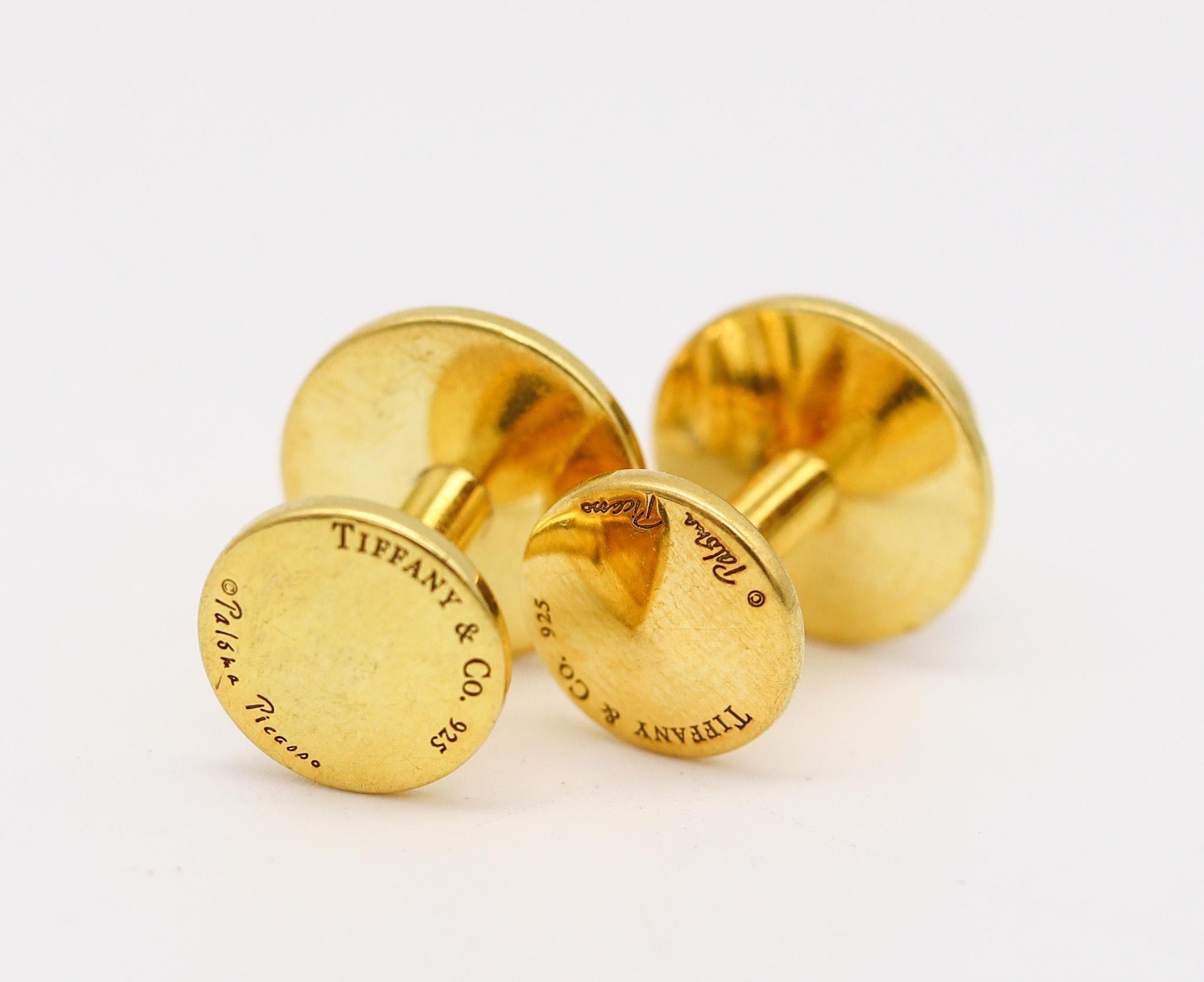 Brilliant Cut Tiffany & Co. 1987 Paloma Picasso Diamonds Cufflinks in 18 Kt Gold over Sterling For Sale