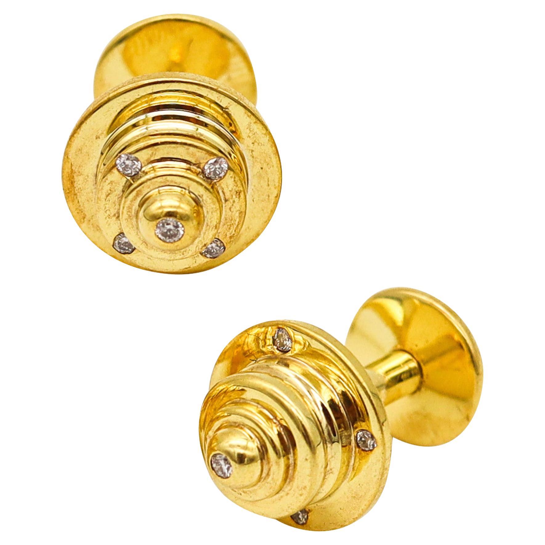 Tiffany & Co. 1987 Paloma Picasso Diamonds Cufflinks in 18 Kt Gold over Sterling